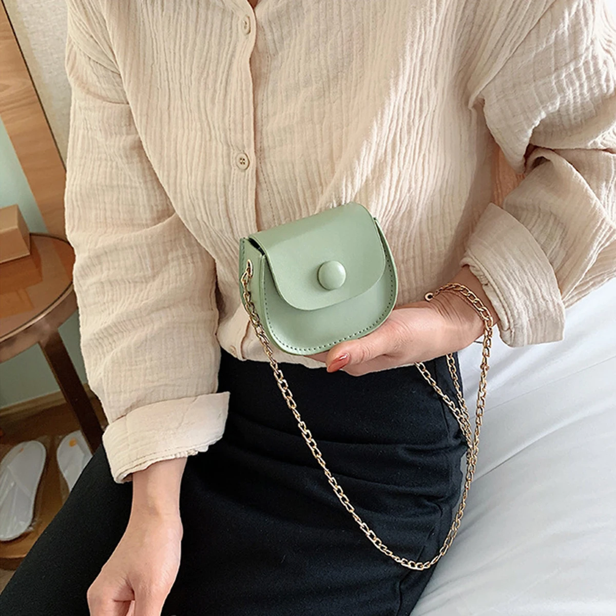 

Green small fashion women's bag girls diagonal bag simple small square bag mobile phone bag crossbody bag women's bag a bag