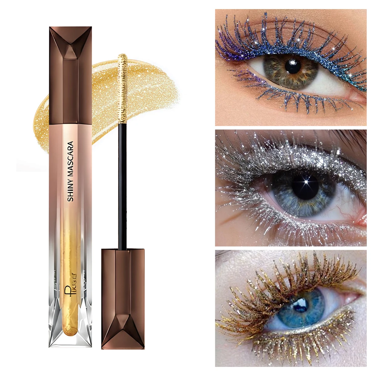 Rímel de seda colorido 5d azul vermelho dourado creme comprimento à prova d'água e sem aglomeração colorido espessamento alongamento curling rímel