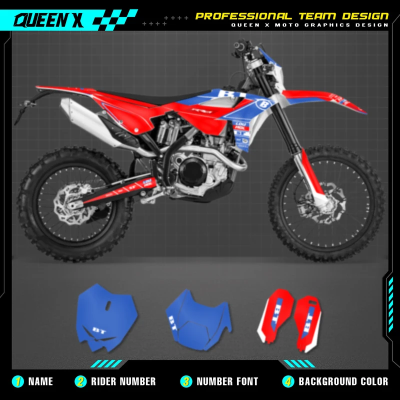 

QUEEN X MOTO Motorcycle Team Graphics Decal & Sticker Kit For BETA RR 2020 2021 2022 300R 350 390 430 480 RR-S RX 029