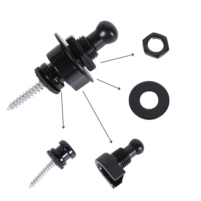 Metal Guitar Strap Locks Set with Spanner End Pins - Secure Strap Buttons for Electric Guitar - Durable Strap Lock Pins