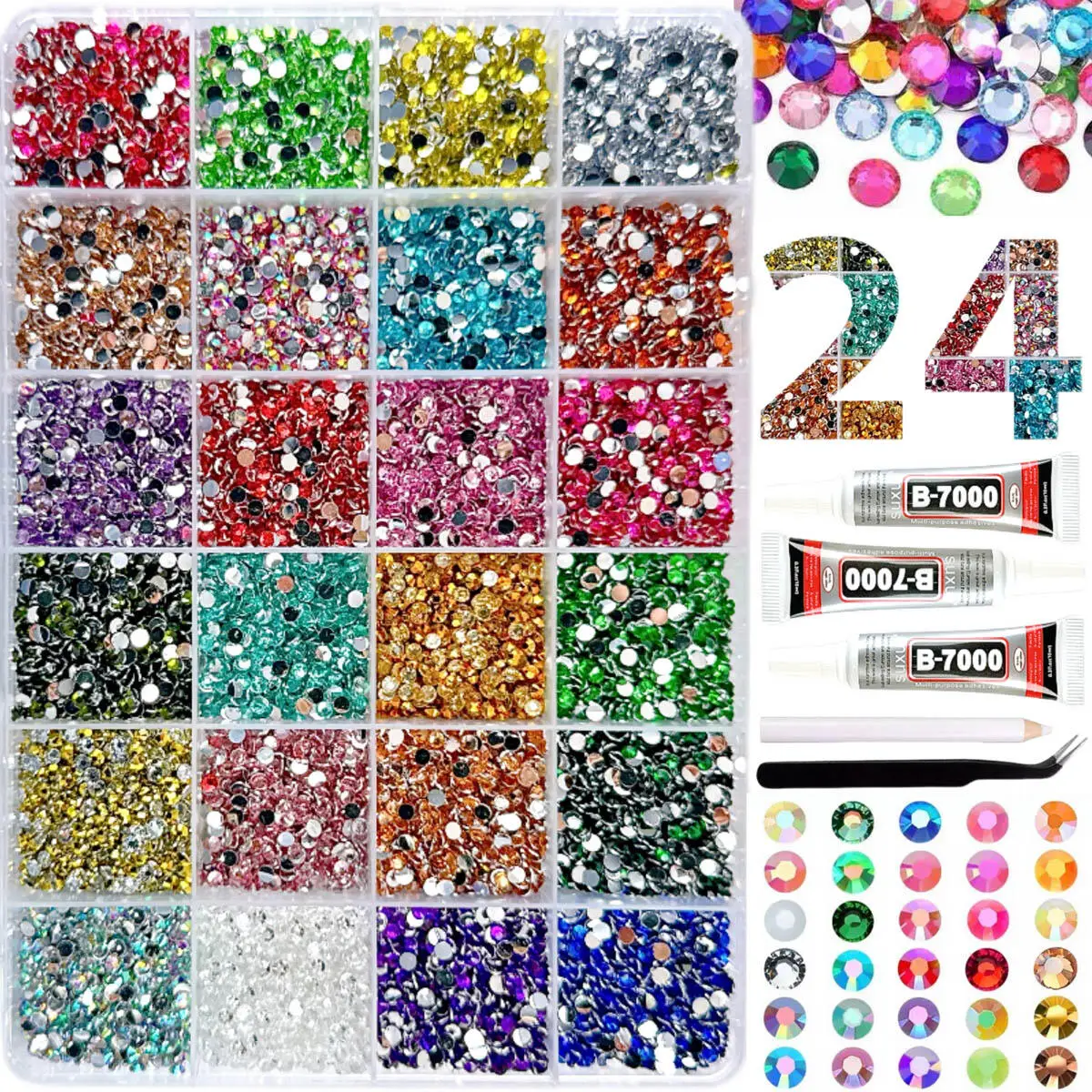 1Box Hot Selling Colorful Nail Rhinestones Bedazzling Kit 3mm Semi-circular Flatback Resin Nail Diamond Charms DIY Nails Parts