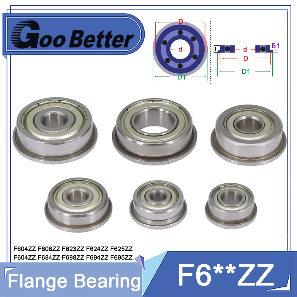 

1/5/10pcs F604 F608 F623 F624 F625 F684 F688 F694 F695 ZZ Deep Groove Ball Bearing Micro Flange Bearings 3D Printer Accessories