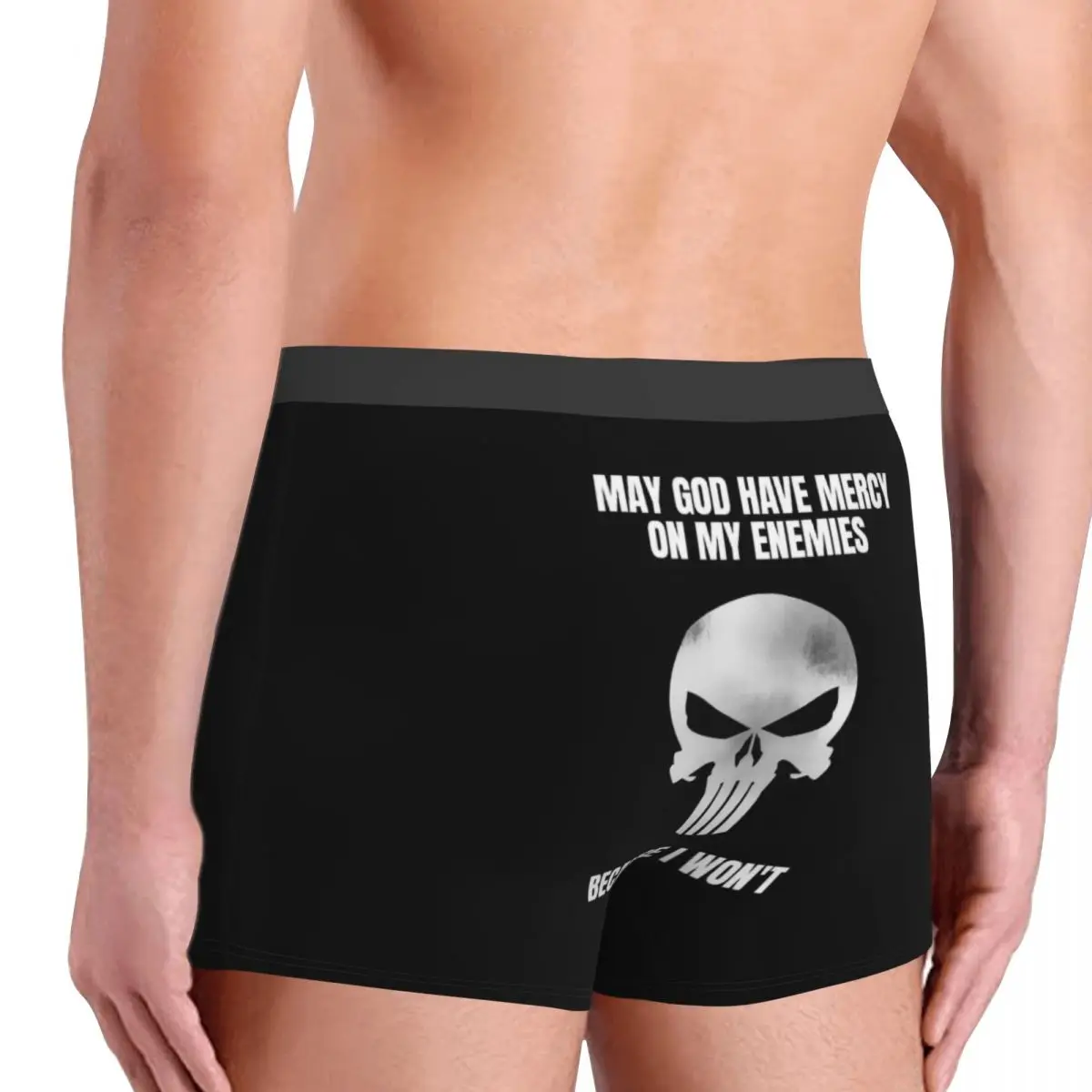 사용자 정의 퍼니셔 유행 슈퍼 히어로 속옷 남성 인쇄 만화 복서 반바지 팬티 팬티 부드러운 속옷