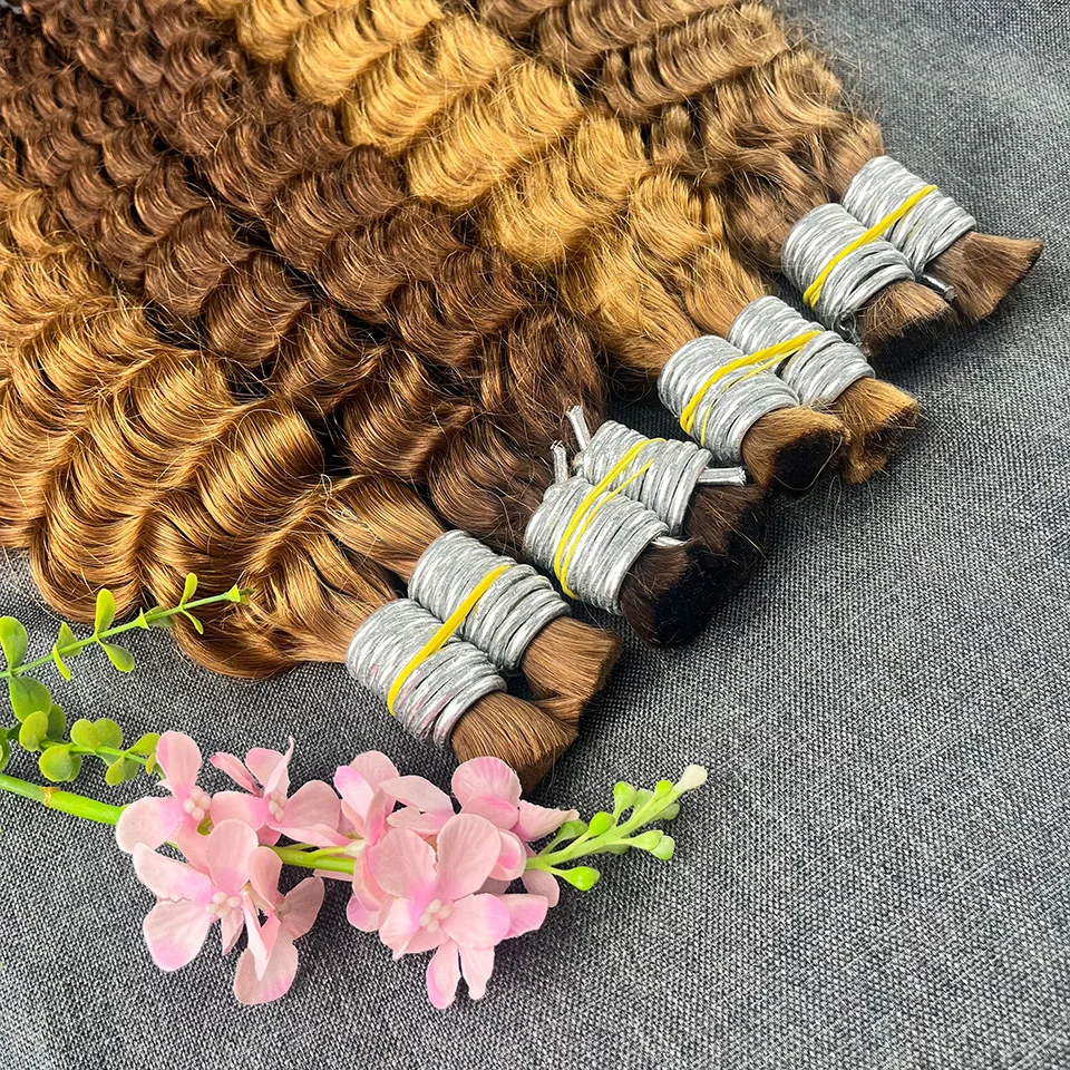 

Boho Braids Человеческие волосы Глубокая волна Человеческие волосы Плетение волос Объемные пучки человеческих волос 50 г/100 г Вязание крючком 100% настоящие человеческие волосы