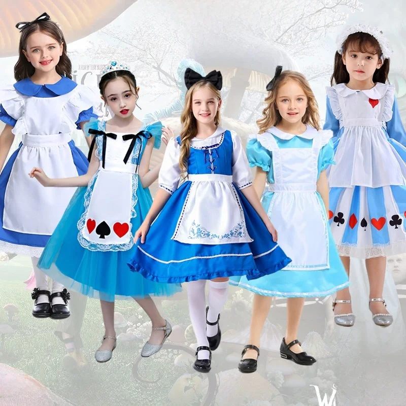 

Алиса в стране чудес, карнавальный костюм на Хэллоуин, одинаковый наряд, аниме, одежда для выступлений, материал полиэстера