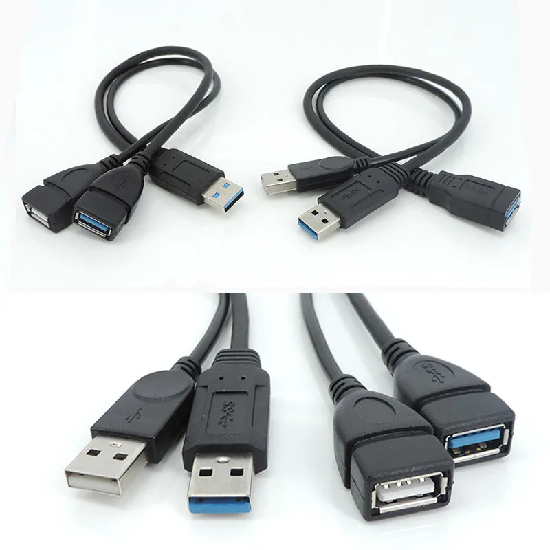 Adaptador de Cable de datos para ordenador portátil, divisor de 2 puertos USB 3,0, macho, hembra a USB Dual 2,0, L1