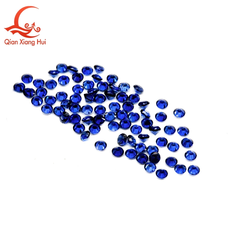 34# 35# 2.1mm to 3mm Blue Artificial Sapphire Color Round Shape Corundum 50pcs per Bag