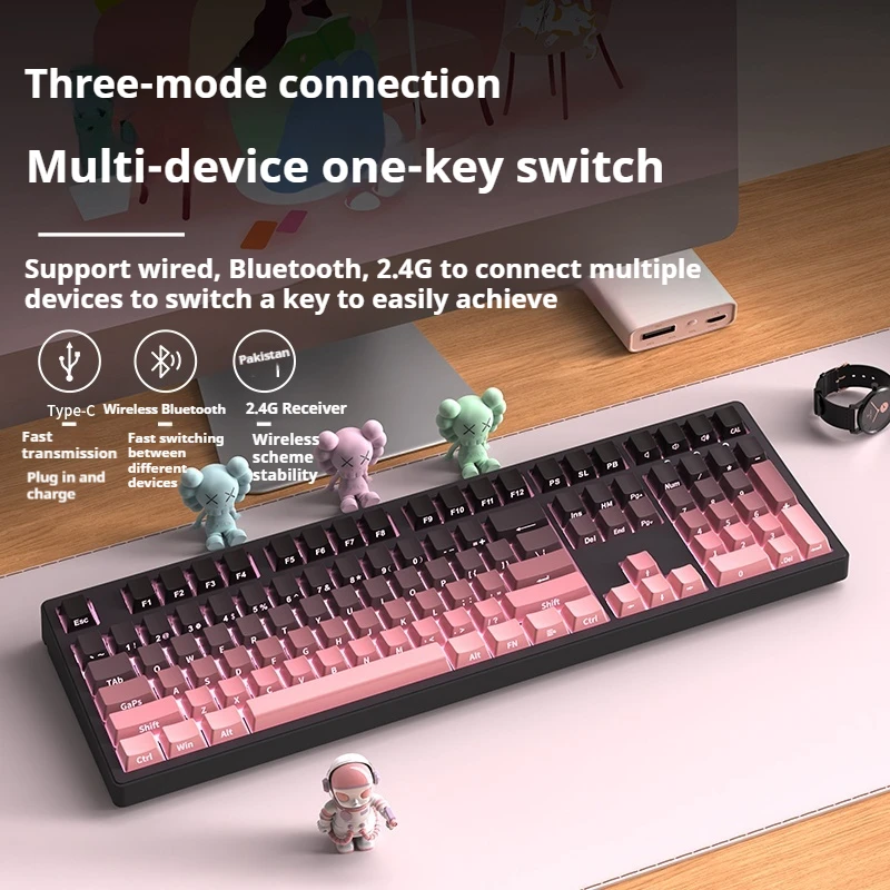 Eweadn Blackberry Side Carved  Tri-Mode Customized Mechanical Keyboard Full Key Hot Plug Oem Cherry Pbt Keycap Game Office