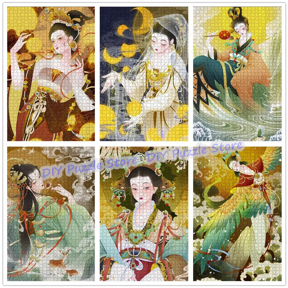 

108/200/300/500/1000/1500Pcs Assembled Jigsaw Puzzle Chinese Mythology Characters Print Puzzle for Adult Stress Relief Toys