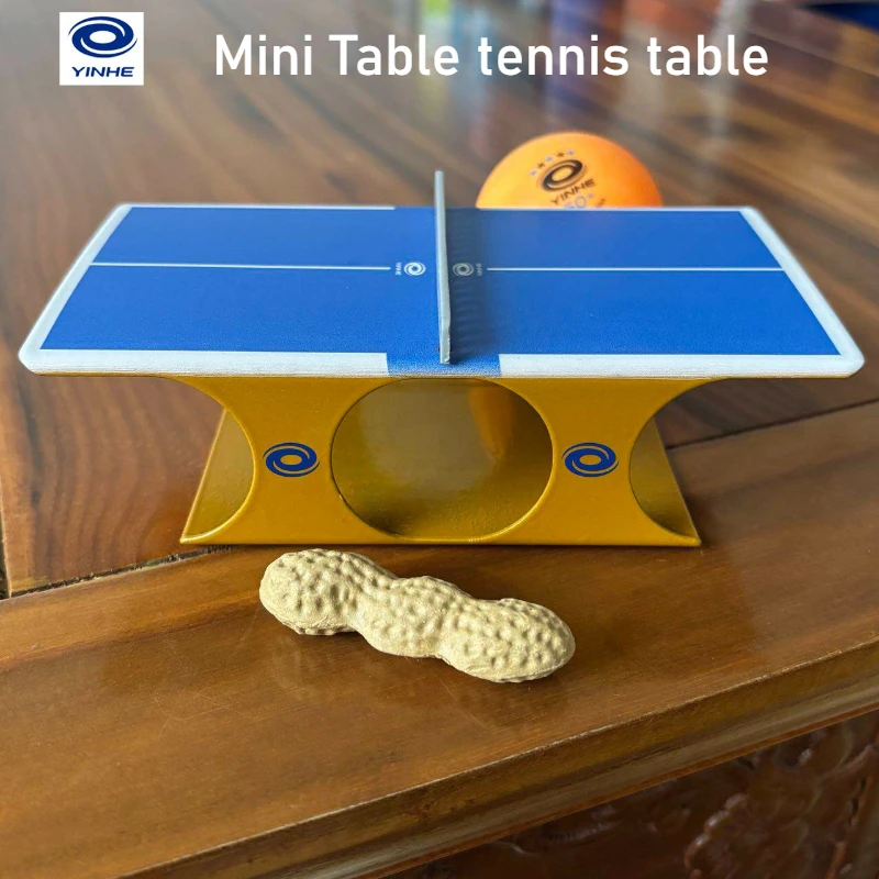 YINHE Mini Table Tennis Table Peanut Shape Desktop Ornament Palm-Sized Official Authentic Small Ping Pong Table Model 15*8*4 cm