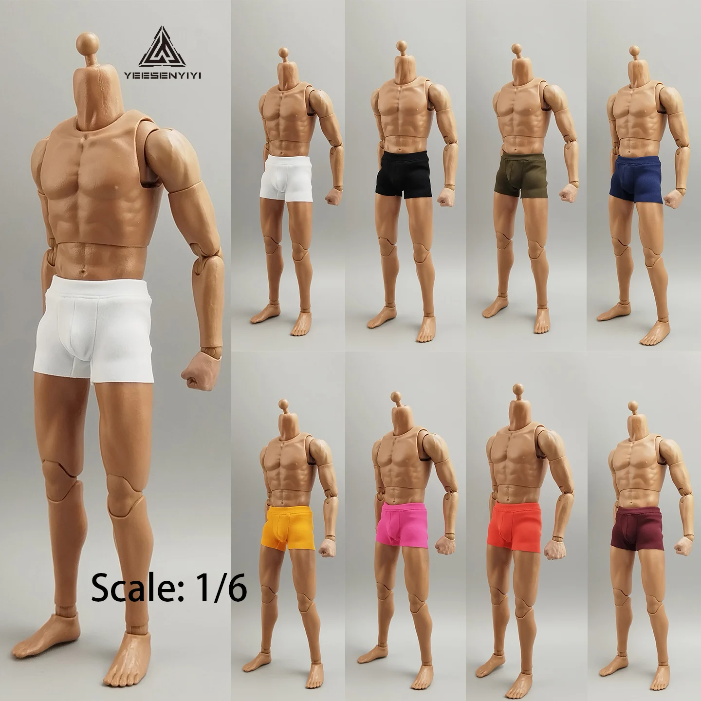 1/6 Male Soldier Flat-Front Underwear, 12-Inch Doll Flat-Front Pants, 6-Point BJD Doll Clothes, High Elasticity, Non-Staining Do
