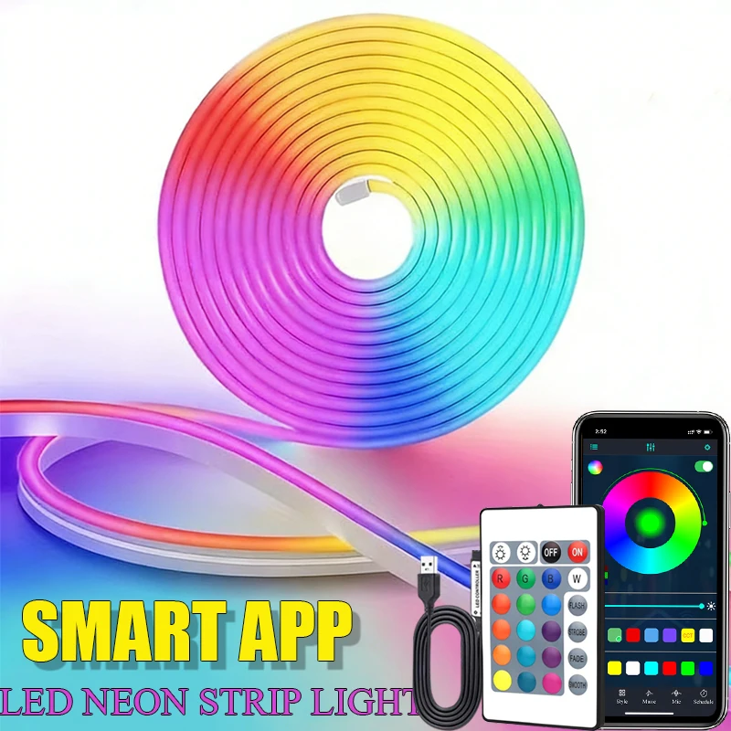 

Smart RGB LED Neon Strip with App Control, Flexible 5V RGB LED Neon Lights, Multicolor Neon Light Strip, for Bedroom Room Decor