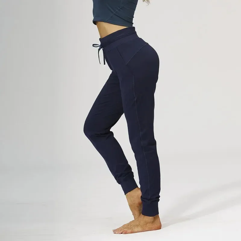 

Elastic High Waist Leggings with Drawstring for Women, Yoga Sports, Outdoor Jogging, Casual Pants, Nude, New