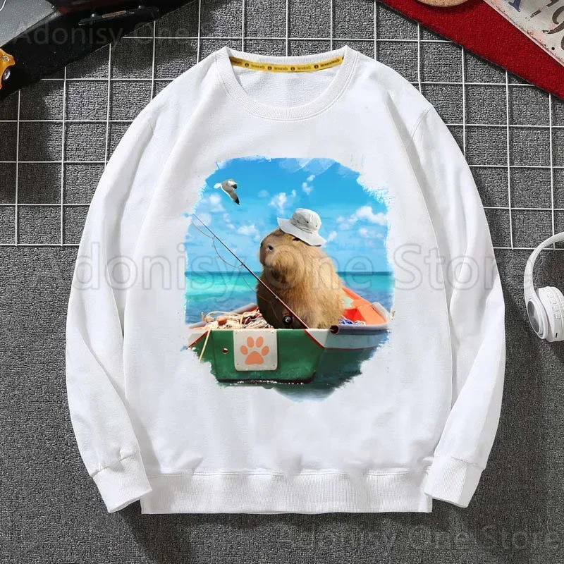 سترة كابيبارا فاشون كلاسيكية مطبوعة للرجال والنساء بقلنسوة، سترة بغطاء للرأس برسومات عصرية، ملابس غير رسمية بقلنسوة