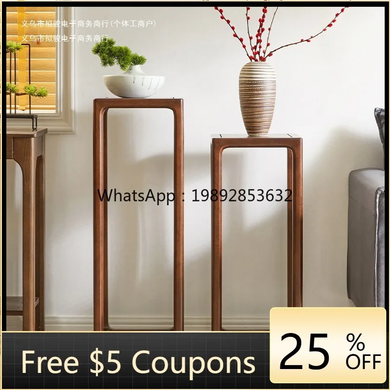 LYY Chinese Modern Living Room Storage Rack American Style Flower Stand Solid Wood Simple Flower Pot Flower Table High