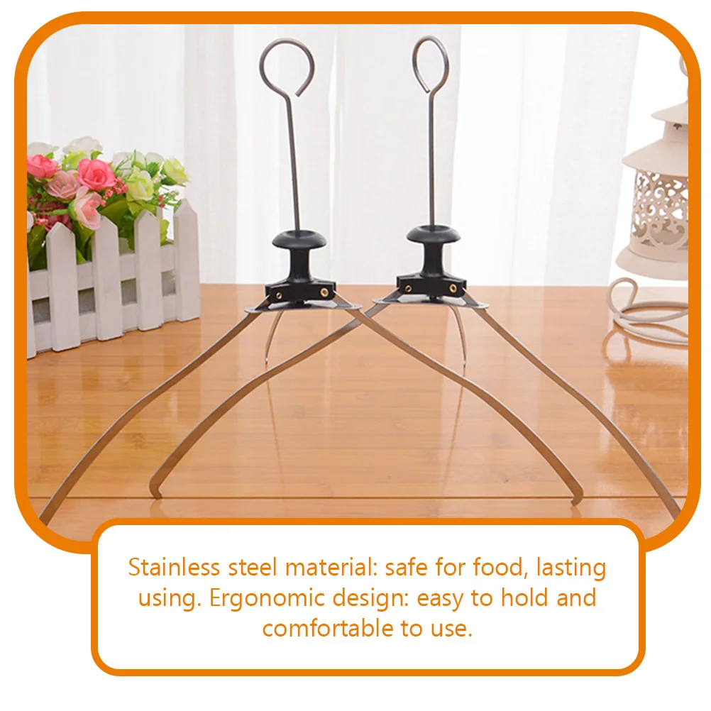 

2pcs Stainless Steel Bowl Gripper Plate Lifter Anti-Scalding Dish Holder Ergonomic Kitchen Tool For Hot Pans Pizza Trays Nonslip