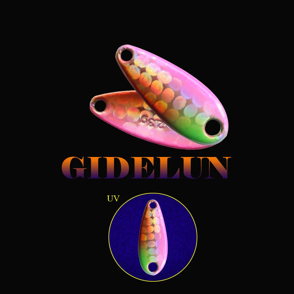2.3g/3.5g/5g 3pcs Double Painted Laser UV Metal Spoon Lures Artificial for Fishing Trout Bait image 5