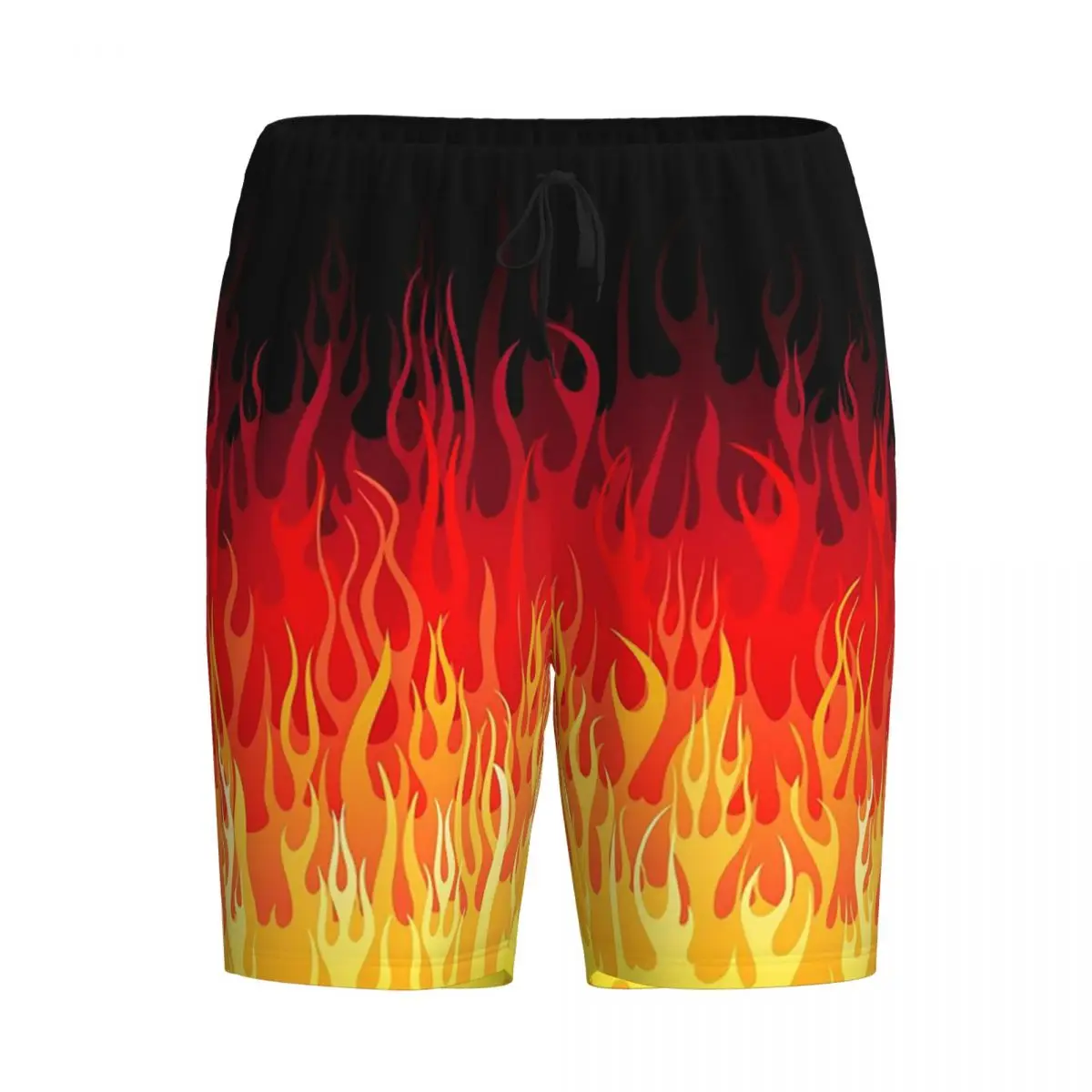 

Мужские шорты-пижамы Custom Red Hot Rod Flame On Edge на черном фоне, пижамные штаны, брюки для сна, домашняя одежда, нижняя часть комплекта для сна