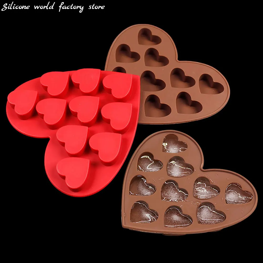 Silicone World Heart Shaped Silicone Ice Grid Molds DIY Ice Making Tray Ice Cube Mold Ice Box Love Chocolate Baking Mold