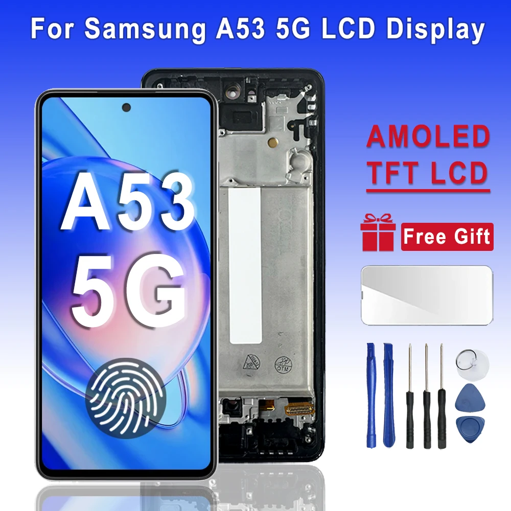 Pantalla LCD Super AMOLED para Samsung A53 5G, repuesto de ensamblaje de digitalizador táctil para Galaxy A53 5G A536B