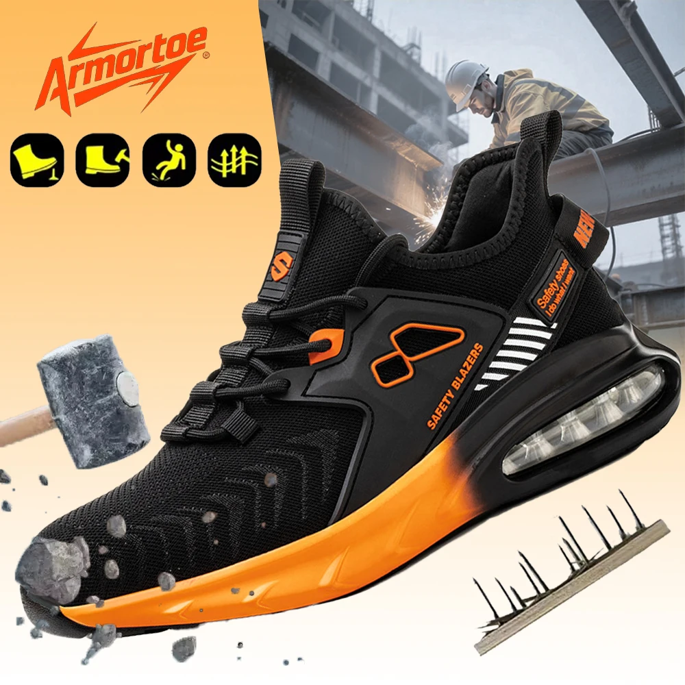

ArmorToe SteelGuard Men's Work Shoes Puncture Proof BreezeWeave Anti-Slip Site-Trusted Industrial Safety Footwear #Armor3031