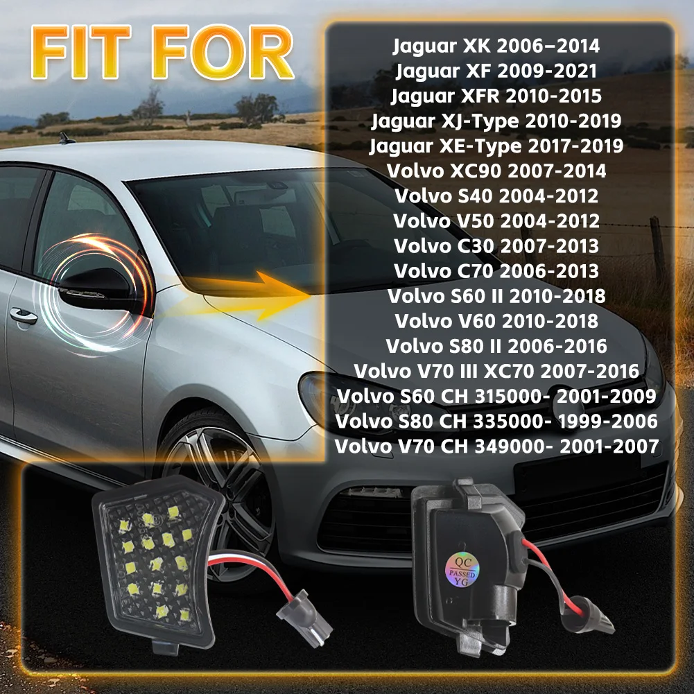 Светодиодный светильник зеркала заднего вида Super Bright Premium для Volvo XC90 V60 S40 V50 и Jaguar XK XF 2007-2021