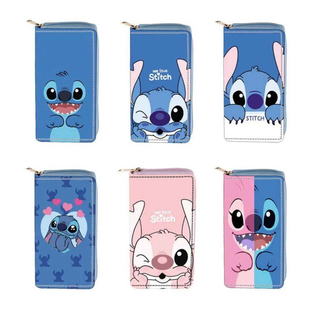 Disney Anime Surrounding Stitch PU Long Zipper Wallet Stitch Wallet Unisex Holiday Gift