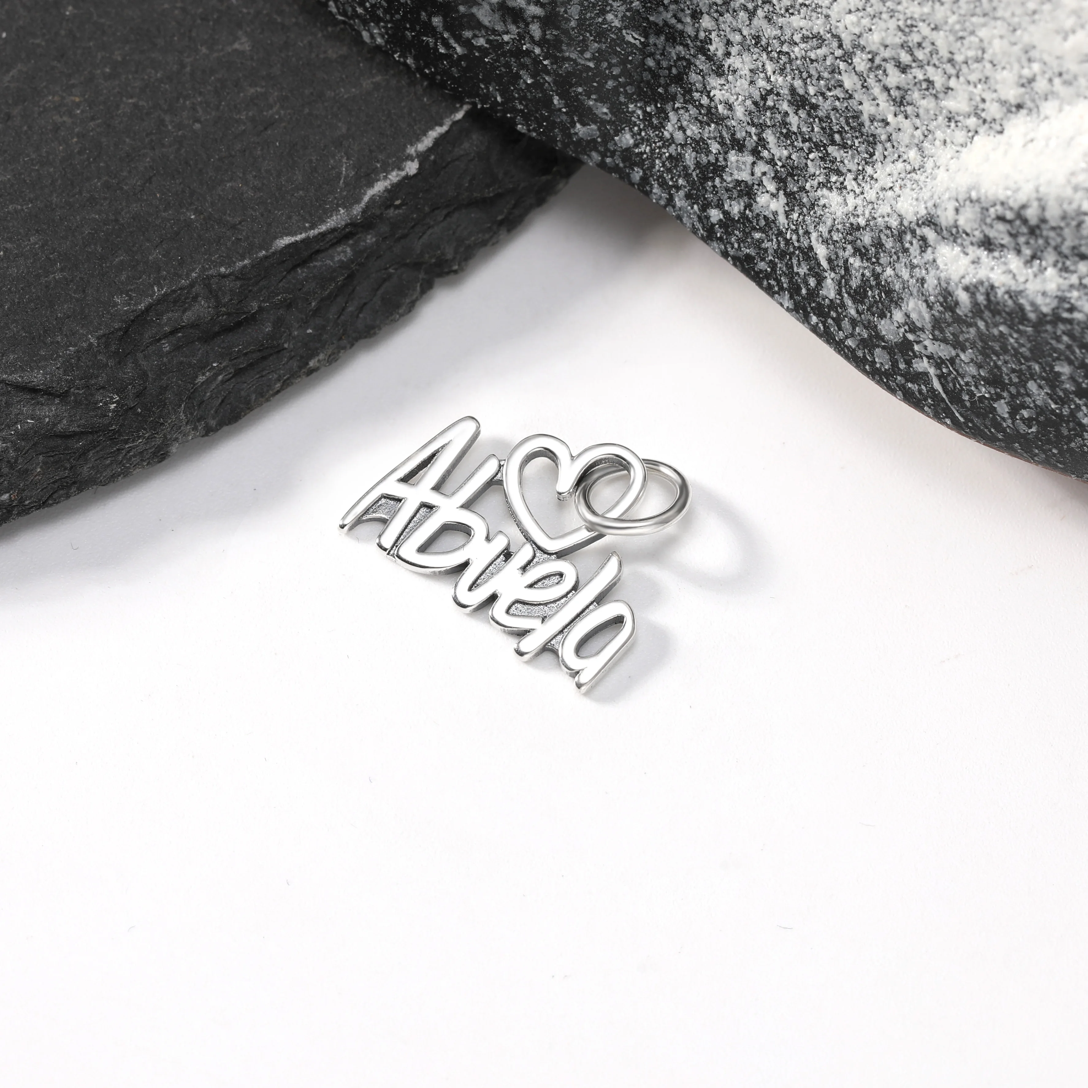 

DJ137 genuine 925 sterling silver fashionable letter keychain accessory pendant "Abuela" Charm pendant silver jewelry