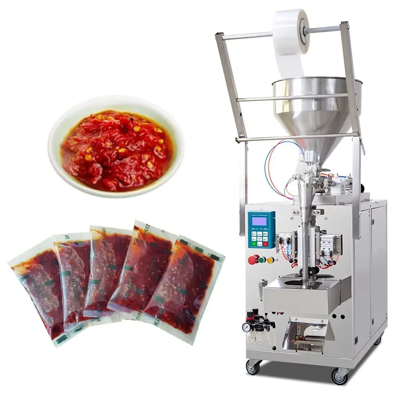 Automatic Food Packaging Machine For Soy Sauce Fruit Jelly Salsa Pasta Sealing Labeling Functions For Bags Foil Paper Materials