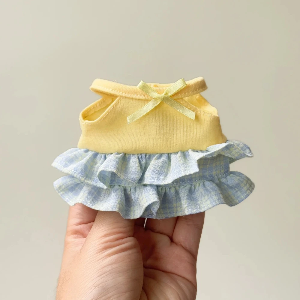 3 Colors Sweetheart Bubble Dress for 10-17cm Plush Doll Summer Party Costume Mini Skirt Stuffed Animal Birthday Gift Outfit 1PC view 4