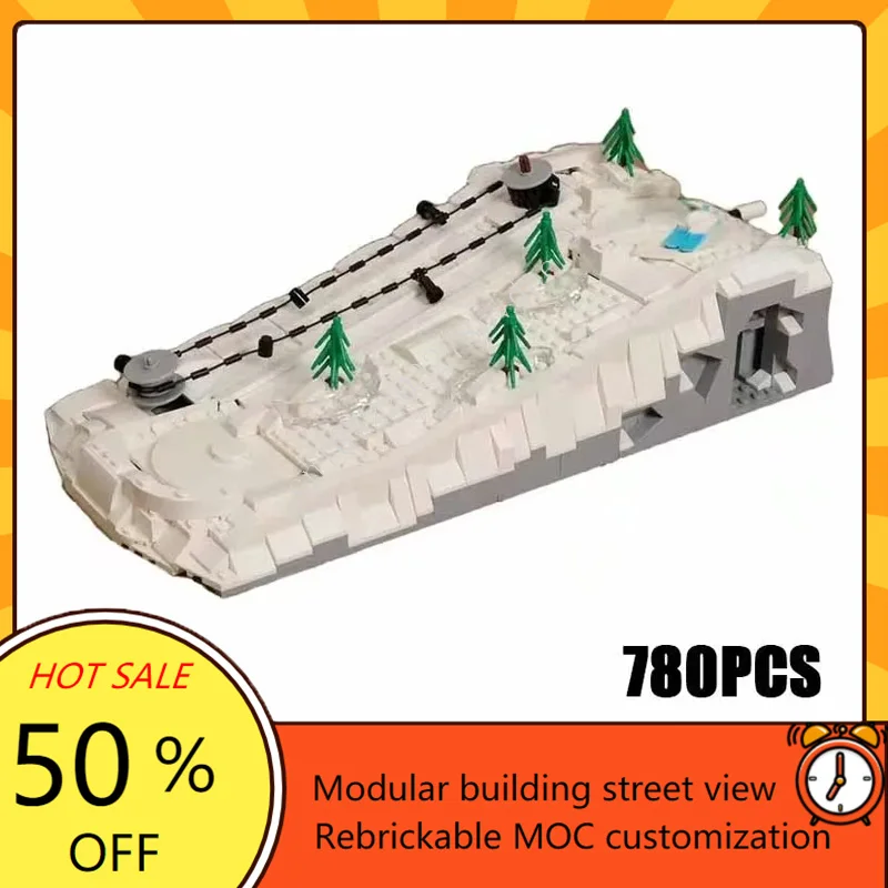 

780 шт., модель Ski Hill, набор головоломок на заказ, креативный модульный вид на улицу, MOC, индивидуальная архитектура, сделай сам, сборная игрушка для детей