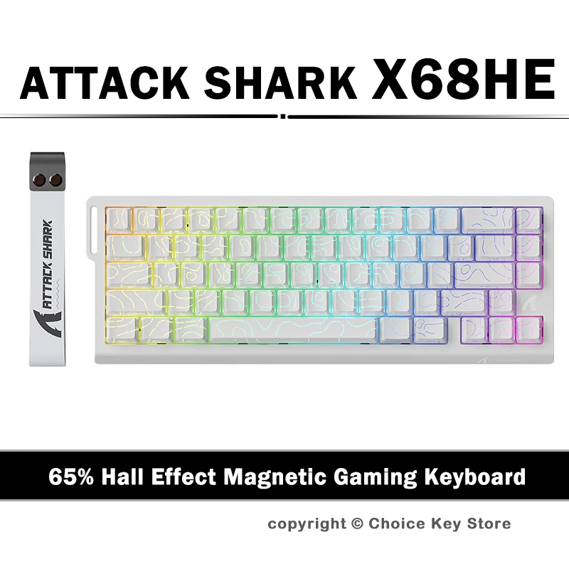 ATTACK SHARK X68HE Wired 65% Hall Effect Gaming Keyboard 8K Polling Rapid Trigger 0.01mm RGB Magnetic Switch
