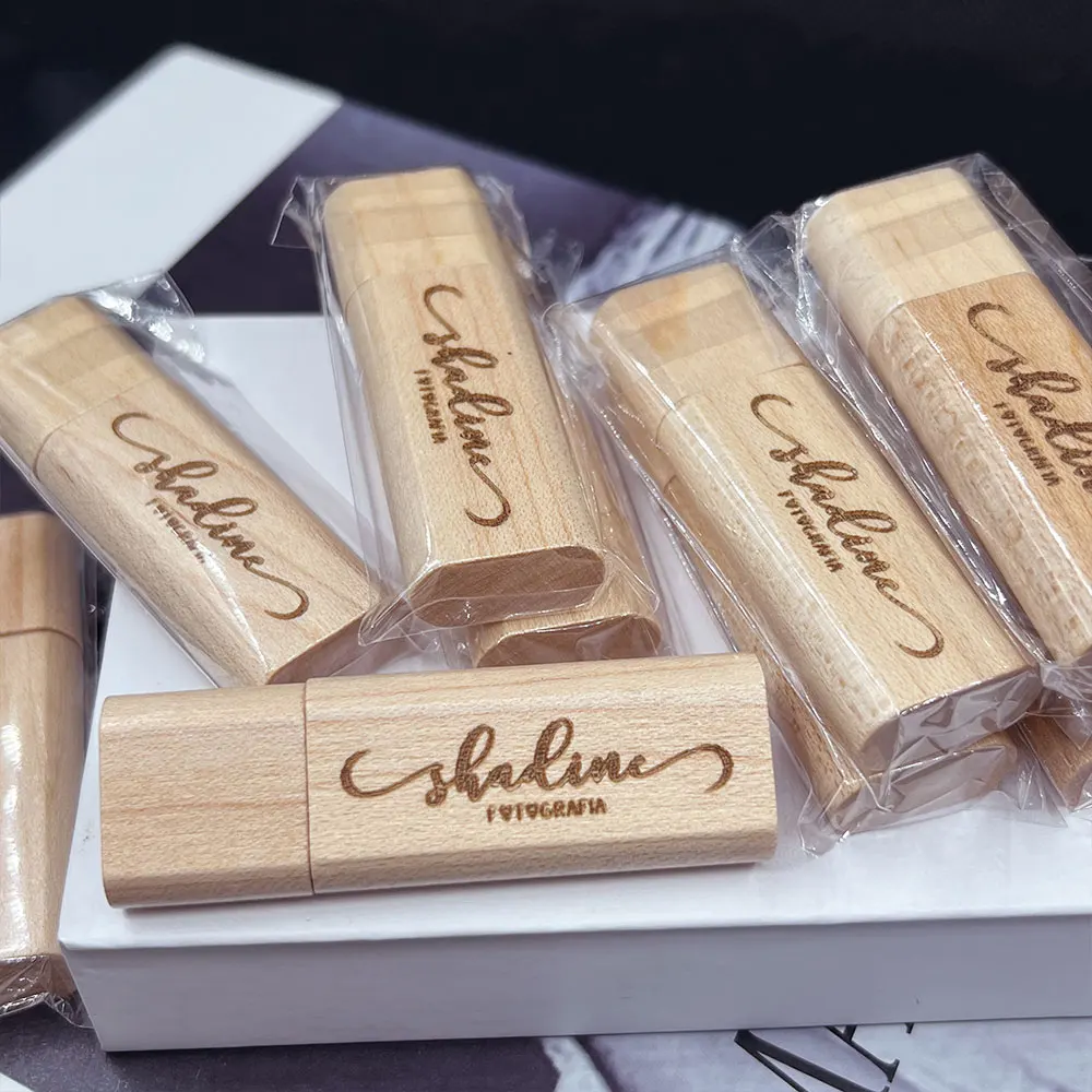 30개 묶음 무료 맞춤 로고 USB2.0 플래시 드라이브 128GB 메모리 스틱 64GB 호두나무 고속 펜 드라이브 32GB 창의적인 선물 U 디스크