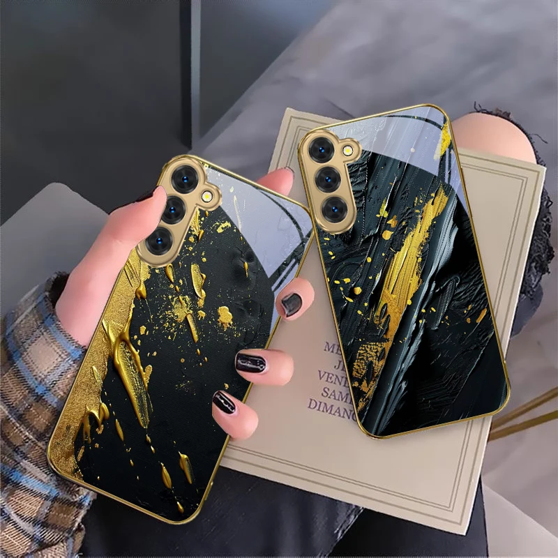 

Dazzling golden color For Samsung Galaxy S20 FE S21 S22 S23 Plus S24 Ultra 25Ultra S21+ S9+ S22Plus Golden glass phone case