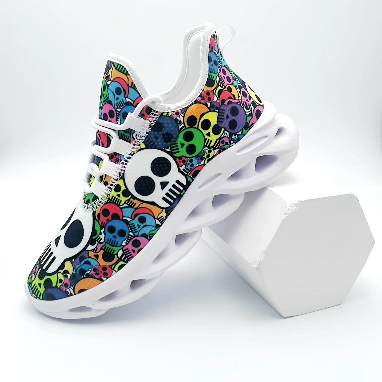 Colorful skull casual sports shoes men's and women's running shoes lightweight mesh shoes - view 6