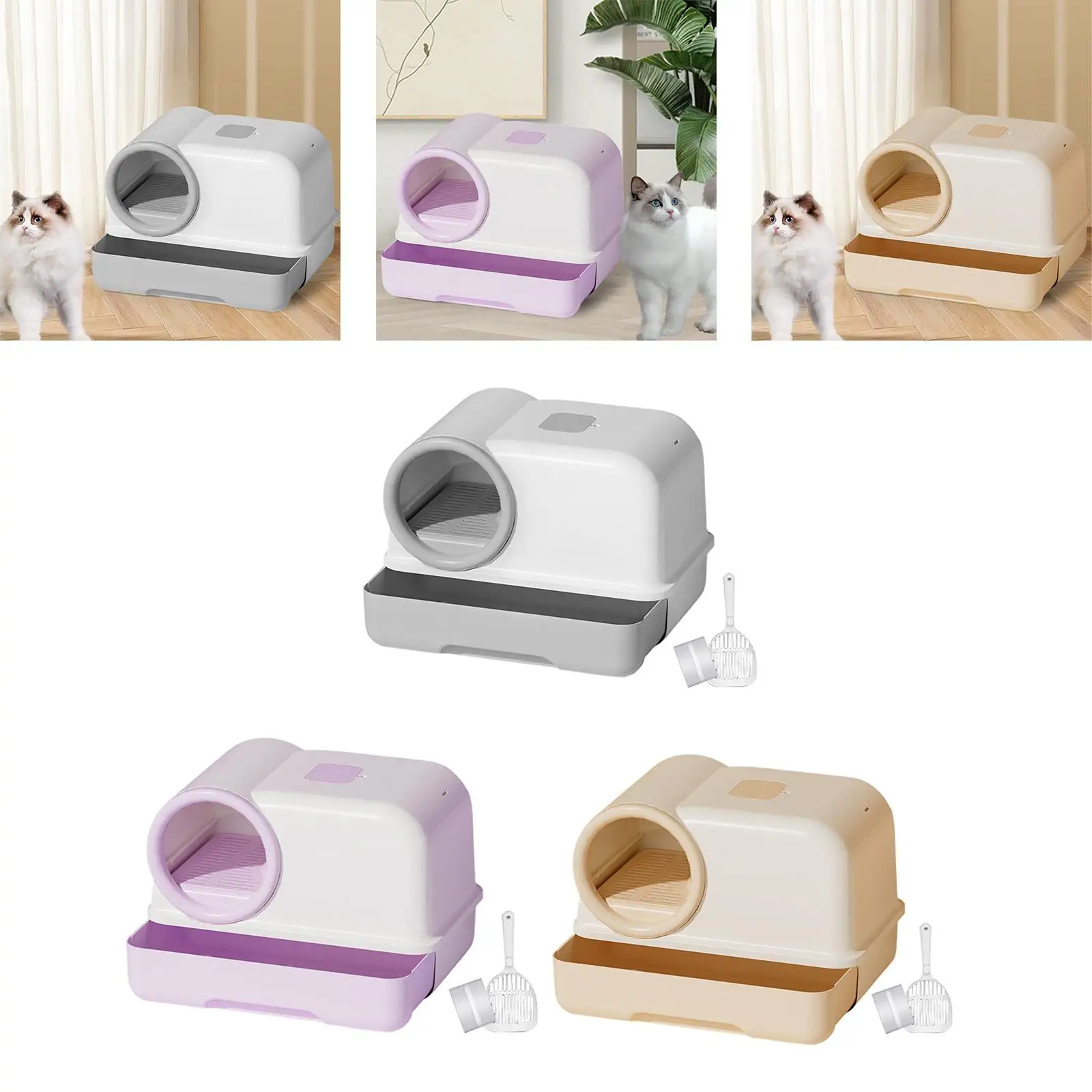 

Закрытый ящик для кошачьего туалета с крышкой Легко очищаемый с коридором Песочница для кошек