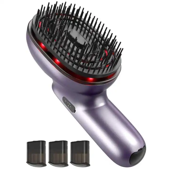 Pente elétrico portátil profissional para massagem no couro cabeludo, luz infravermelha, cabeça de alta frequência, óleo essencial, escovas de cabelo elétricas