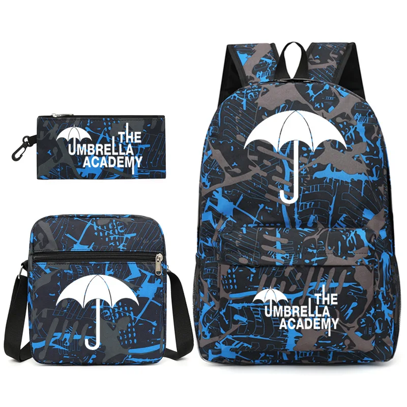 Popular TV the umbrella academy Print 3pcs/Set pupil School Bags Laptop Daypack Backpack Inclined shoulder bag Pencil Case