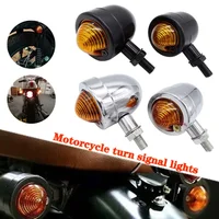 Luz de señal de giro para motocicleta Universal 12V 10mm para Chopper Cafe Racer Moto lámpara indicadora Retro Scooters lámpara de señal de giro de Metal