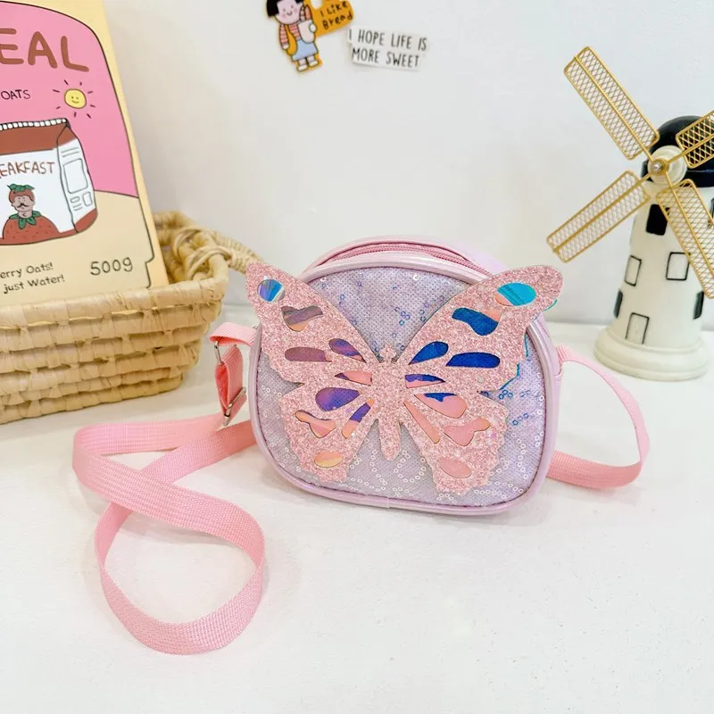 

Butterfly Children's Single Shoulder Bag Sparkling Crossbody Kindergarten Girls' Cartoon Fashion Coin Purse