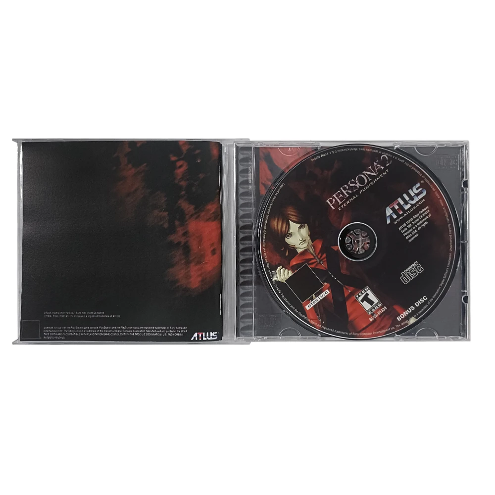 PS1 Persona 2 Innocent Sin juego con disco de copia Manual, consola de desbloqueo inferior negra, Estación 1 controlador óptico Retro, pieza de videojuego