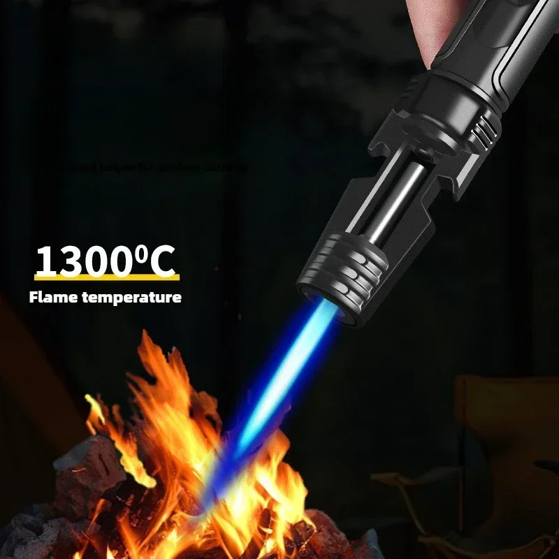 1300° Windproof BBQ Cooking Kitchen Welding Strong Gun Lighter Refillable Metal Butane Gas Turbine Blue Flame Jet Torch Lighter