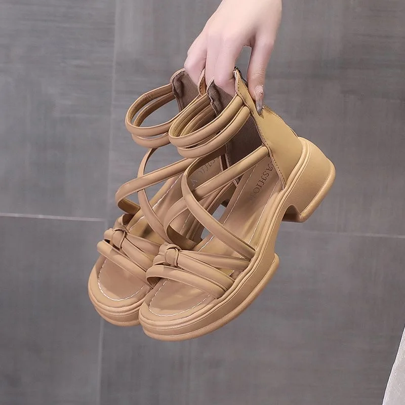 Women's Summer New Hollow Out Thick Soled Sandals, Fashionable and Versatile, Non Slip Casual Sandals for External Wear