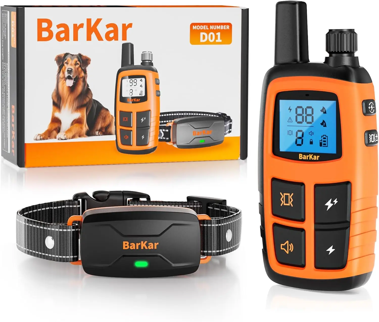 

Dog Shock Collar with 4 Modes, IPX7 Waterproof, Remote Control, Beep/Shock/Vibration for All Breeds