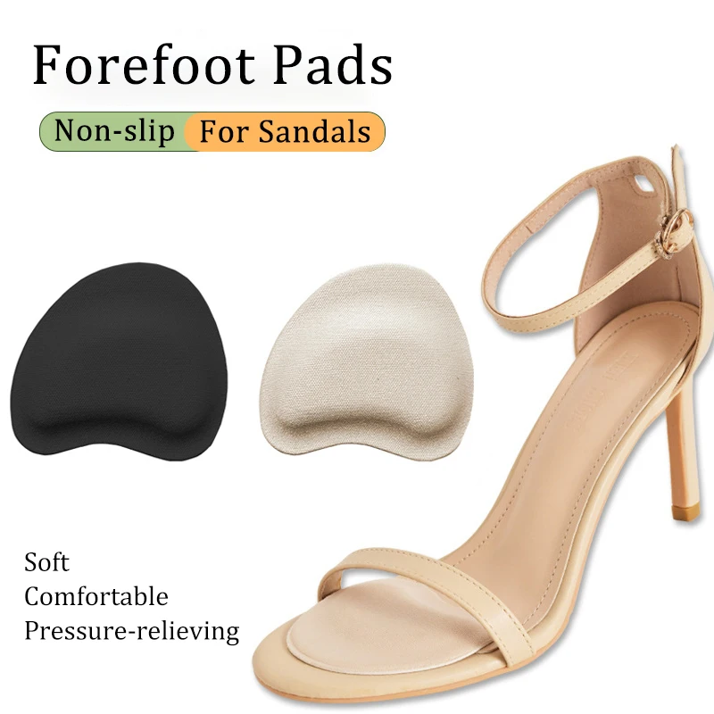 1pair Thickened Sponge Forefoot Pads Anti-Slip Insoles Self-Adhesive Women High Heels Pain Relief Inserts Toe Cushion Foot Care