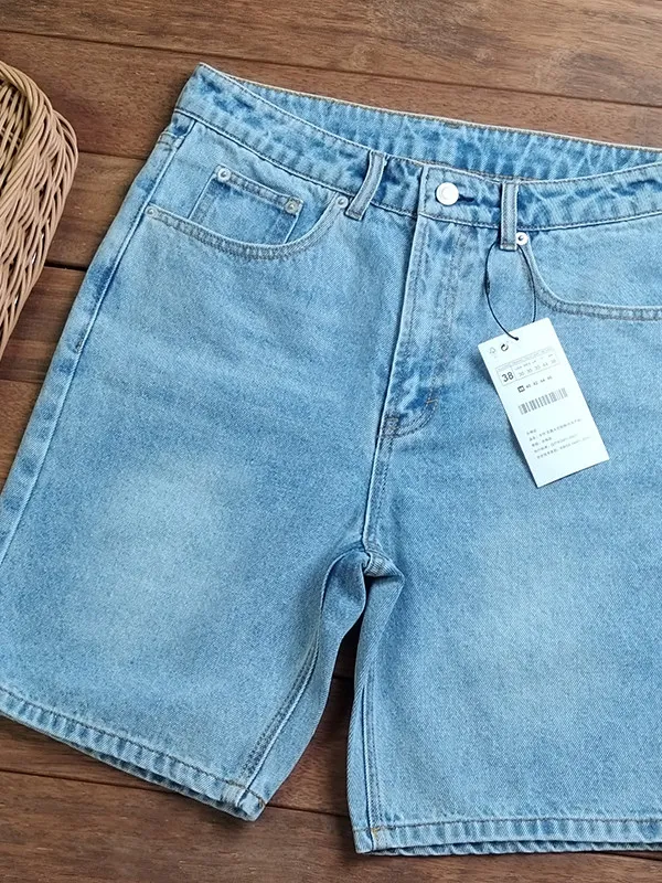 Classic color scheme men's skin-friendly cotton denim shorts five-point pants