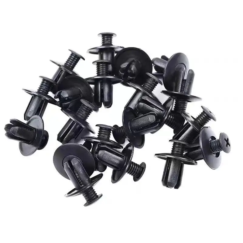 100Pcs 8mm Plastic Rivets Fasteners Screw Car Bumper Fender Black Rivet Car Fastener Clips for Toyota Focus Kia Nissan Yamaha