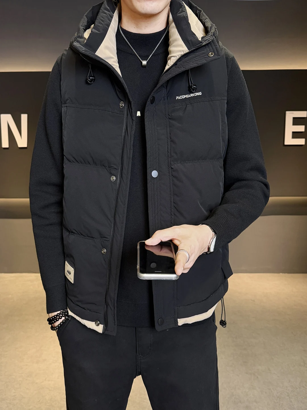 

Повседневная мужская пуховая куртка для осени и зимы, для активного отдыха, с капюшоном, стеганая, с V-образным вырезом, на молнии, модная, в городском стиле