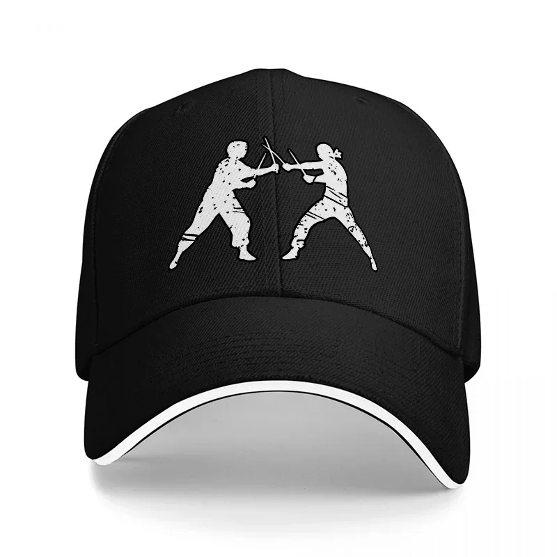 Martial Arts Kung Fu Sword Fighting Pattern Sandwich Bill Baseball Cap Adjustable Dad Hat for Men Women