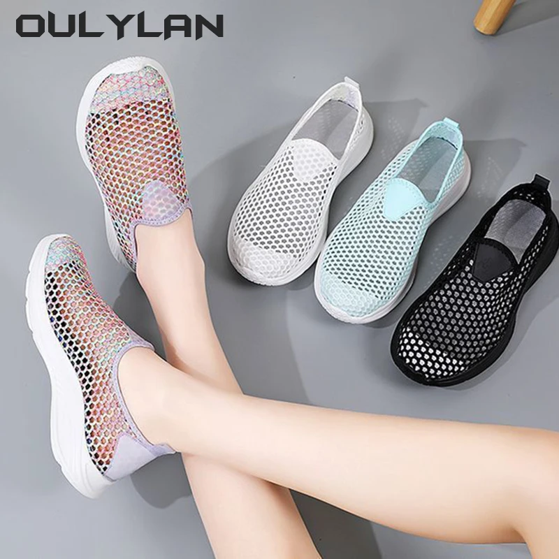 NEW Sneakers Women\'s Shoes Lightweight Shoe Summer Breathable Thin Mesh Casual Shoes Soft Soled Beach Creek Tracing Shoes